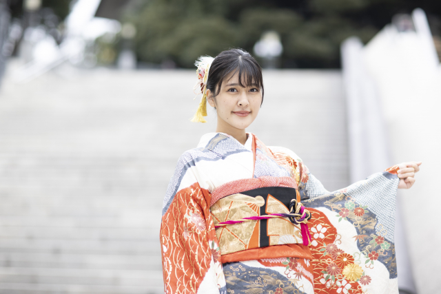 501ag70キモノのみ□七五三 七歳 女児 えらぶ セミアンティーク着物 菊