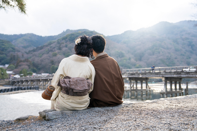 渡月橋_カップル