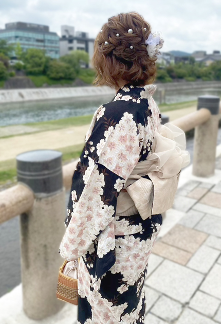 桜の浴衣