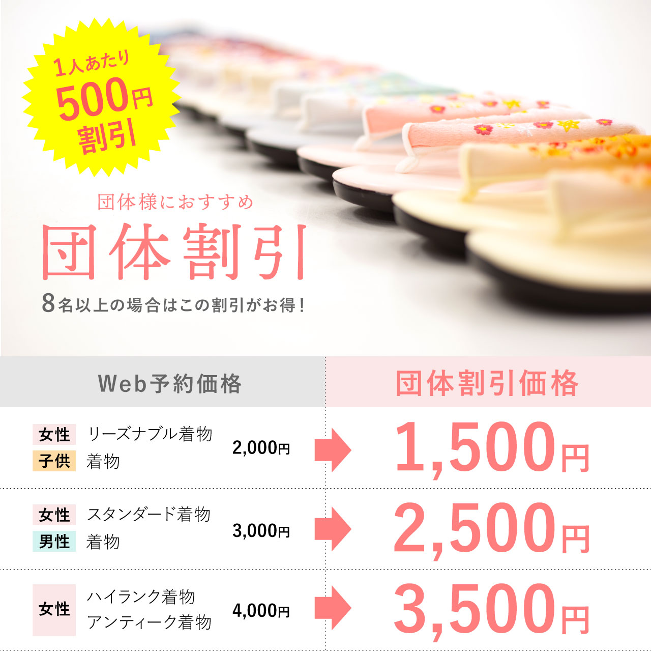 京都浅草着物レンタル 団体割引